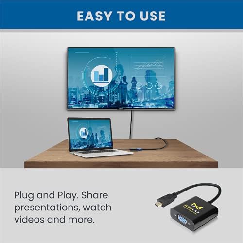 MUXLAB HDMI למתאם VGA | זכר לנקבה | 1080p מלא HD | HDMI 1.3 | DVI 1.0 | למחשב, מחשב נייד, נגן מדיה, מקרן, צגים